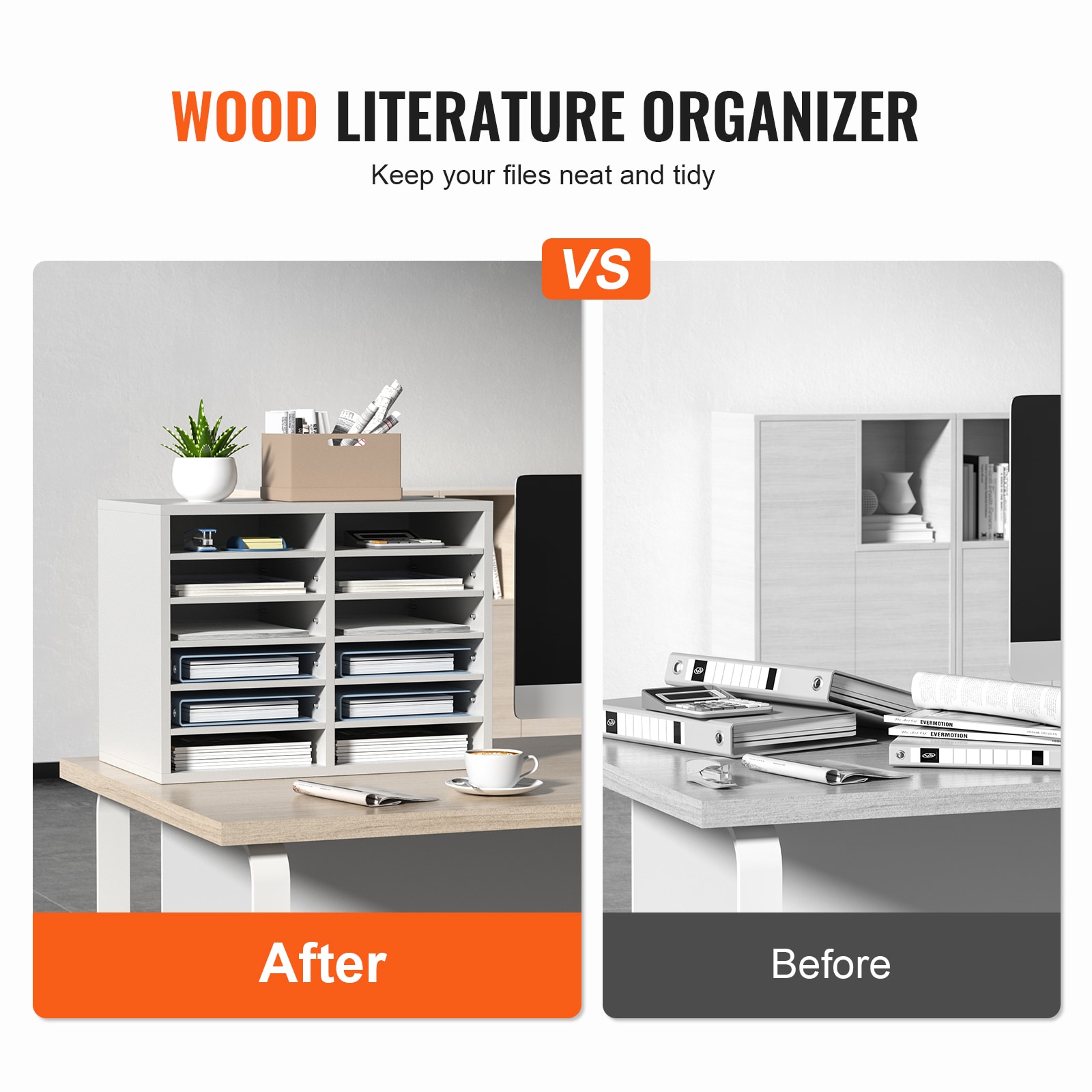 Literature Organiser With 12 Compartments Adjustable Shelving Unit_voghion.com